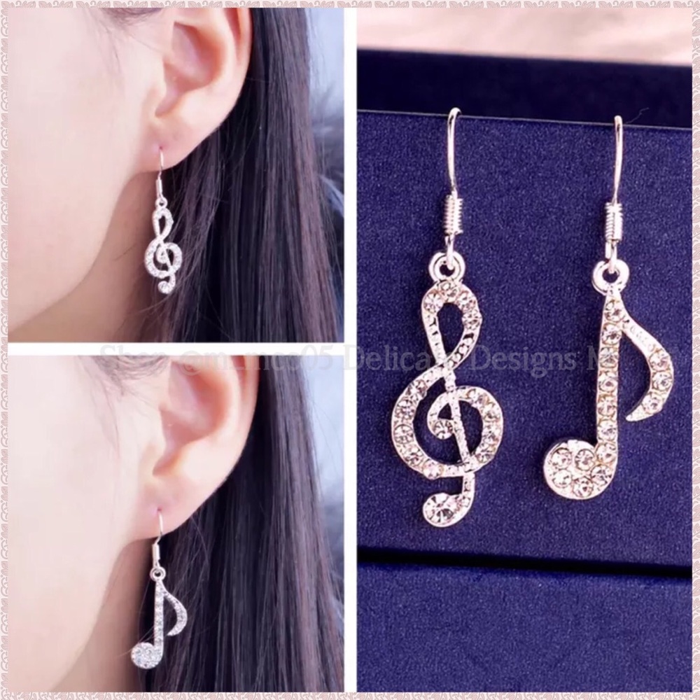 🟢 Music Asymmetrical Mismatched Earrings - Picture 2 of 5